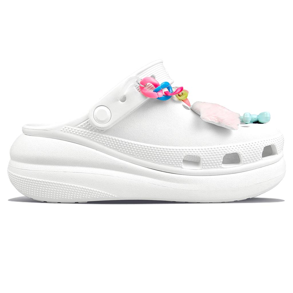Crocs Круш Клог ЭВА Поздняя Звезда Ручные Кегли Сладкое Настроение Нежный Сладкий и Изысканный Обувь с Отверстиями Унисекс Белый