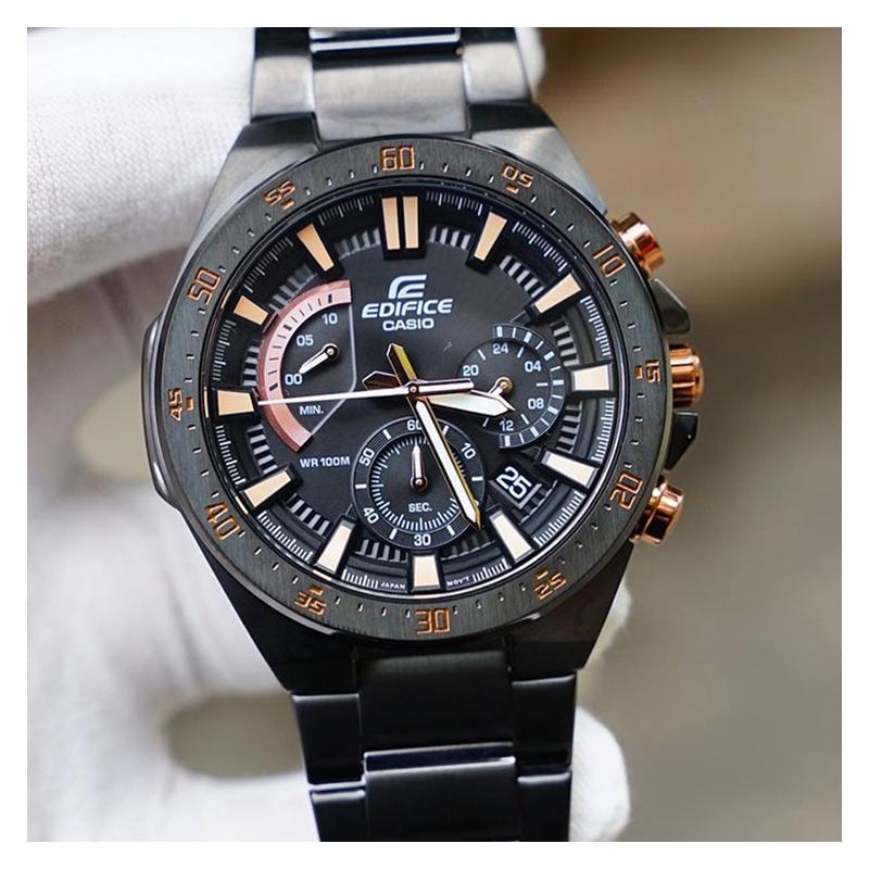 Casio Серия CASIO EDIFICE, универсальный черно-золотой цвет, кварцевый механизм, ремешок из нержавеющей стали, японские и корейские часы, мужские часы, EFR-563DC-1A