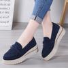 Macrame Women Walking Shoes Fashion Wedge Heels Non-slip Platform Shoes Cow Suede Casual Shoes Middle-aged Mother Loafers