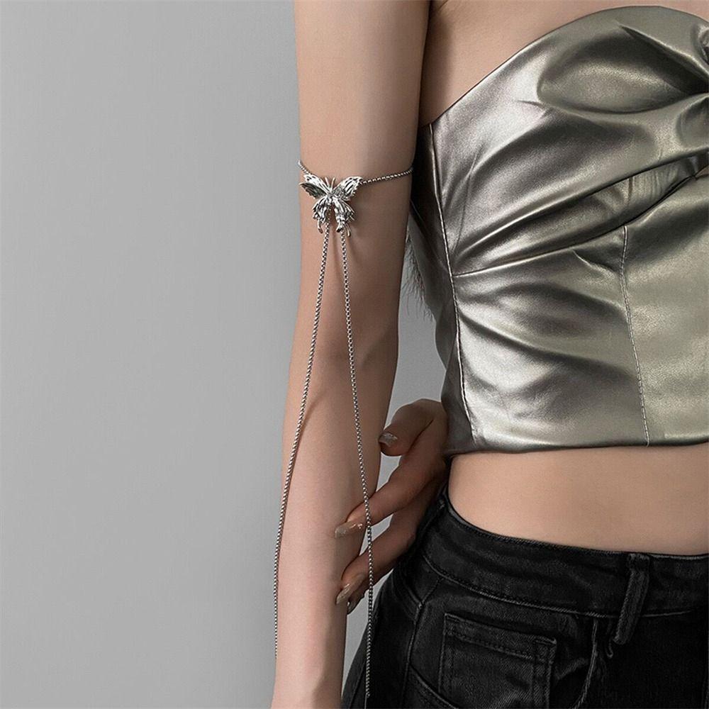 Ожерелье с бабочкой из жидкого металла, серебряное ожерелье с подвеской, симпатичная цепочка для свитера, ювелирные изделия