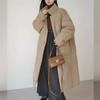 Fransuzcha Yangi Qishki Vintage Paxta Palto Ayollar Elegant O'rta Uzunlikdagi Moda Erkin Kurtka Streetwear Harajuku Qora Bir Rangli Kundalik Palto