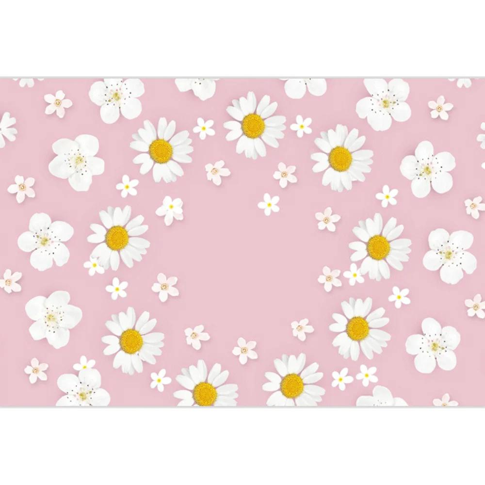 Baby Girls 1st Birthday Backdrop Boho Rainbow Colorful Daisy Peace Love Cake Smash Kid Party Decor Photography Background Banner
