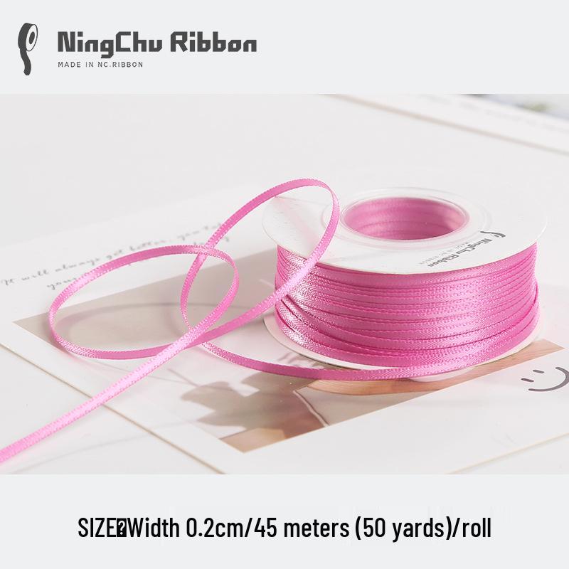 Двусторонняя атласная лента 2 мм для закладки, свадебных бантов и подарочной упаковки
