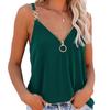 Сексуальный топ без рукавов на бретельках для женщин, летние однотонные повседневные топы на молнии, жилет с V-образным вырезом, модная футболка, свободная женская одежда 25560