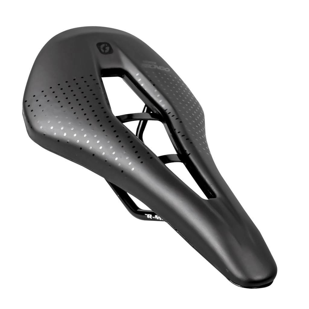 GORIX Saddle Bicycle Road Bike Short Nose Short Saddle Perforated Lightweight Shock Absorption Bicycle Saddle Replacement Stylish Black Cross Gravel