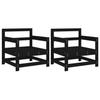 VidaXL Chaises de Jardin 2 pcs, Sièges avec Accoudoir, Fauteuils avec Dossier, Meuble de Terrasse Patio Extérieur, Noir Bois 825496