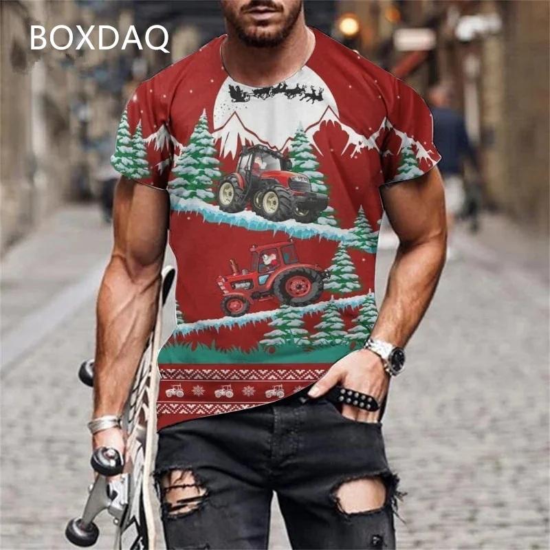 Мужские футболки с коротким рукавом и круглым вырезом с 3D-принтом «Трактор», «Автомобиль», «Фермер», «Инструменты», «Спортивные футболки»