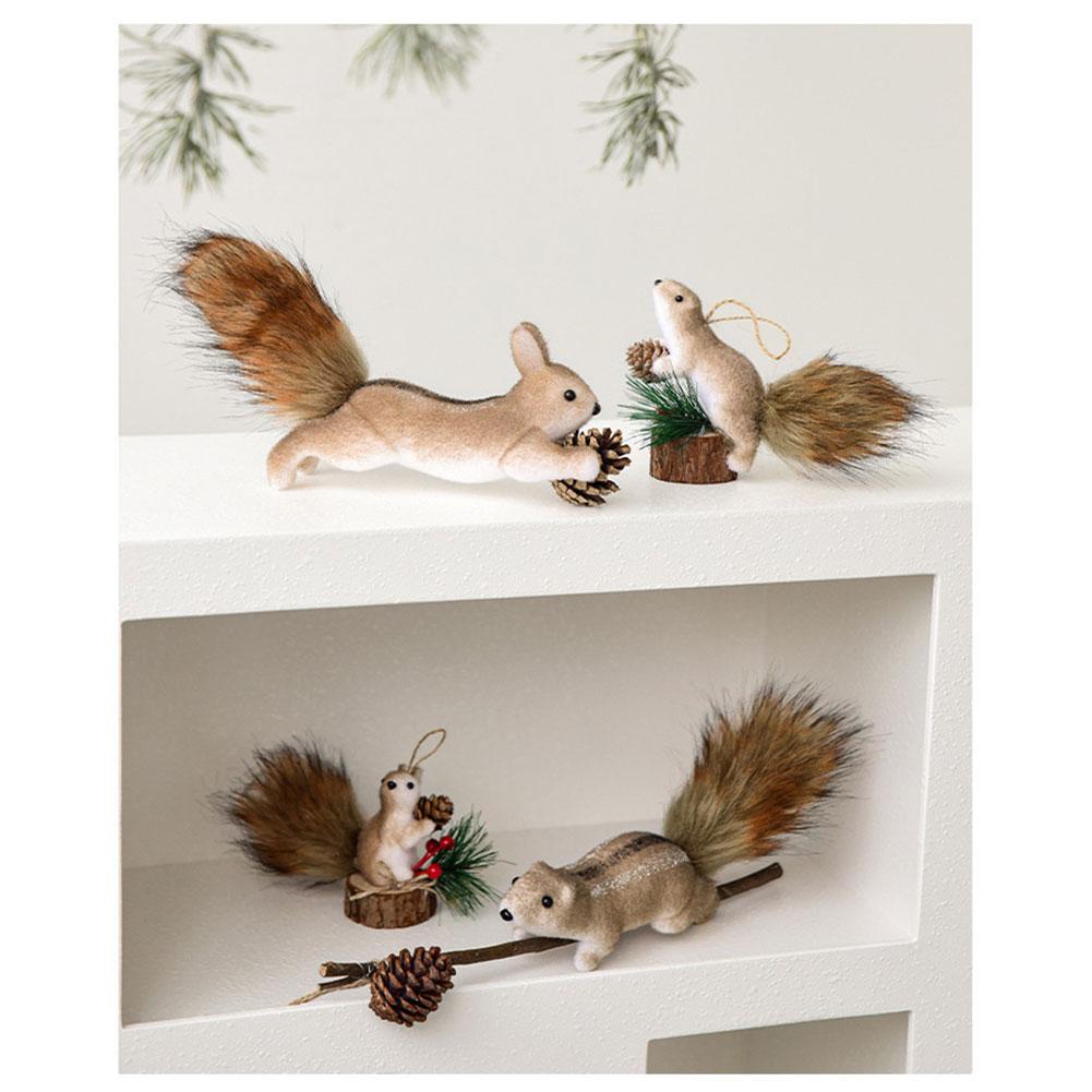 For Christmas Hanging Ornaments 5 Squirrels Set Lightweight Foam for Tree Decor