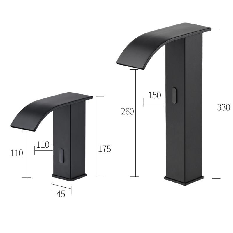 Роскошный матовый черный сенсорный смеситель для ванной холодной и горячей воды, монтируемый на раковину, короткий и высокий