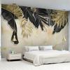 3d Wallpaper Black Gold Leaf Marble Texture Mural Living Room Tv Sofa Bedroom Background Wallpaper 3d