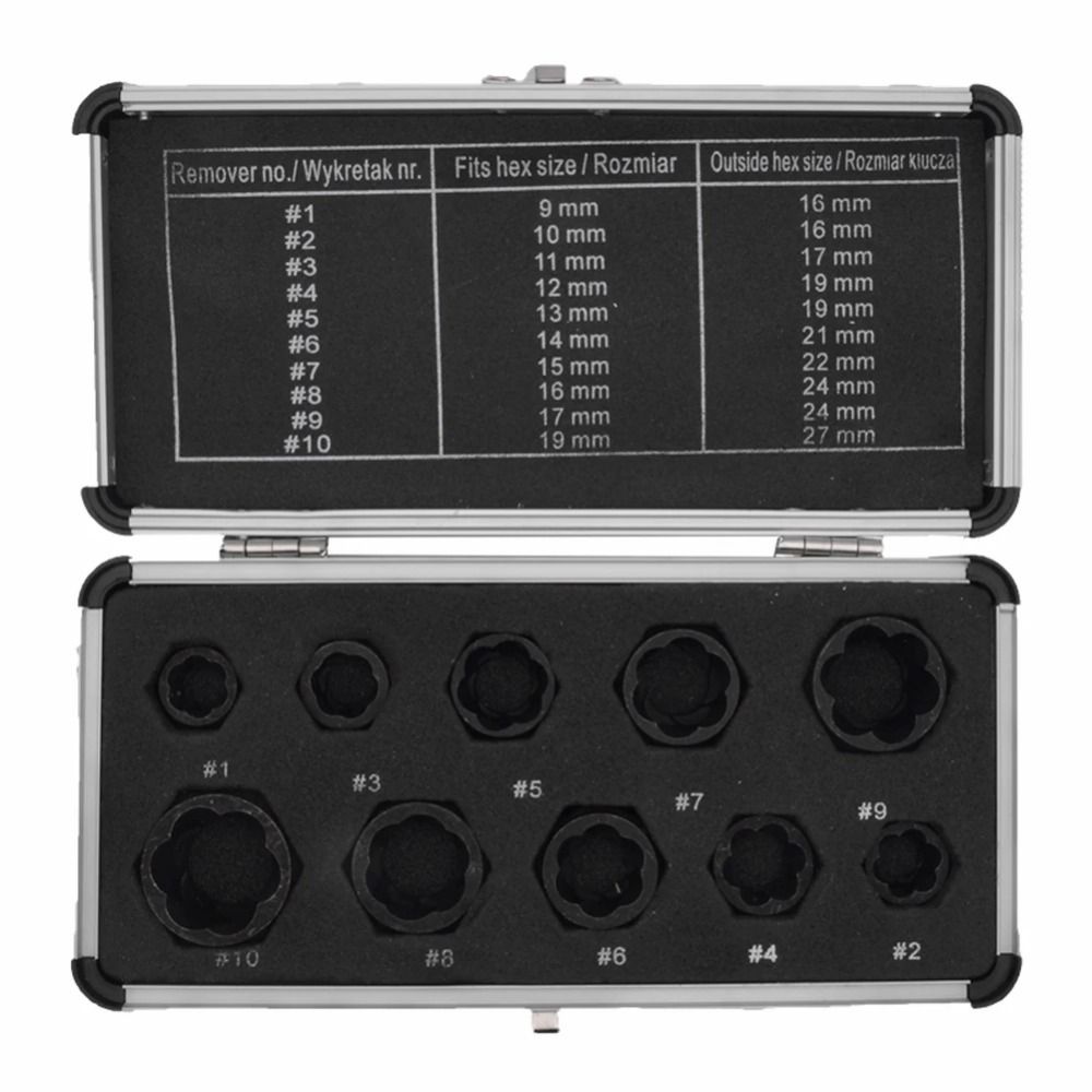Износостойкий набор экстракторов болтов с алюминиевым кейсом, головка для удаления гаек, закисшие болты