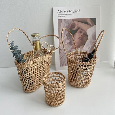 Мини-корзина для цветов Ins Style, переносная корзина для хранения, домашний декор, корзина для пикника, органайзер для плетения из травы, реквизит для фотосъемки