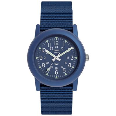 TIMEX Camper 34 мм Кварцевые Аналоговые Часы Второе Поколение Реплика Водонепроницаемость 30 м (синий)