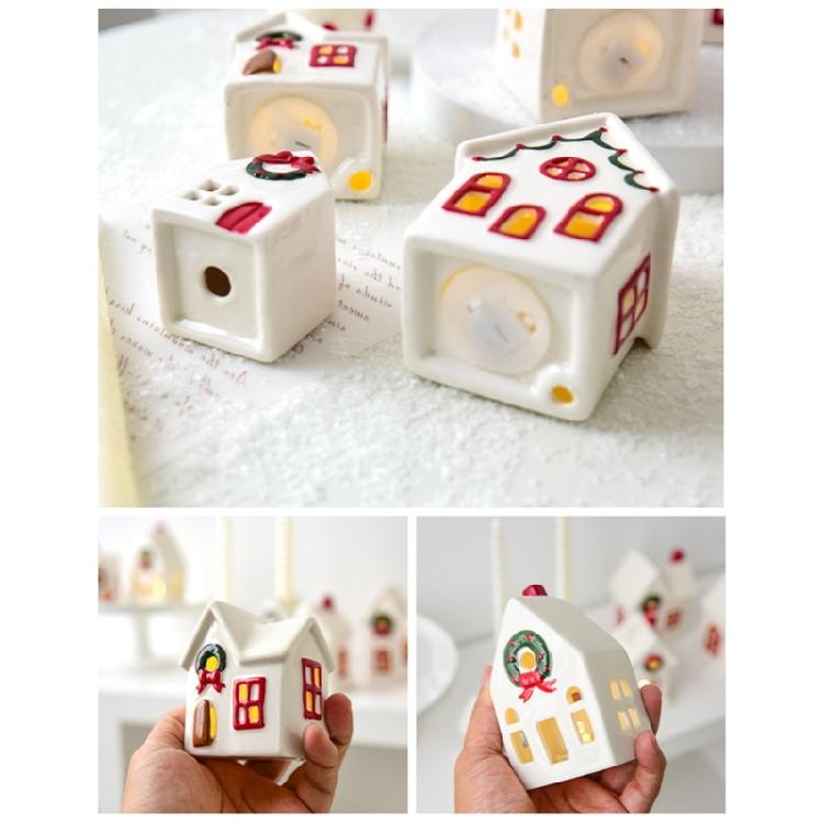 Праздничные керамические домики, декорации, подсвечники на батарейках, рождественская деревня, сезонный подарок, готовые к праздничной демонстрации