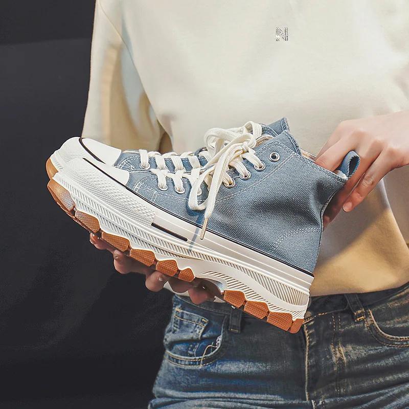 Холщовая толстая подошва с приподнятым круглым носком, повседневные, удобные, дышащие, качающиеся туфли, модная и универсальная спортивная обувь для сноуборда