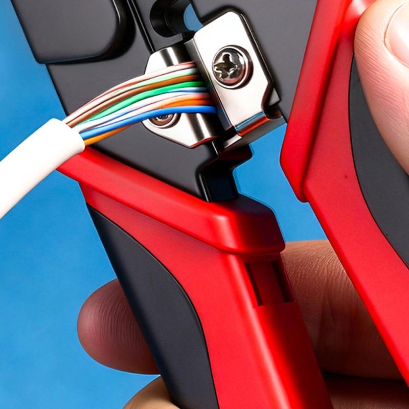 Стриппер и обжимка для кабеля из высокоуглеродистой стали для разъемов RJ45 с эффективными лезвиями и легкой конструкцией