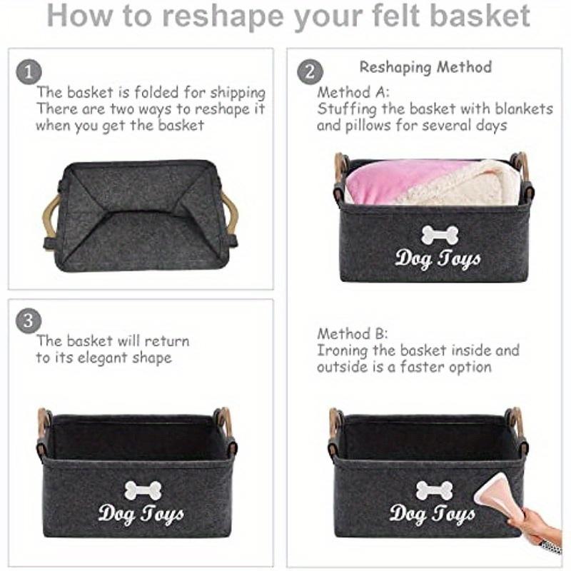 Felt Pet Toy Box, Dog Toy Box, Storage Basket Chest Organizer - Perfect For Organizing Pet