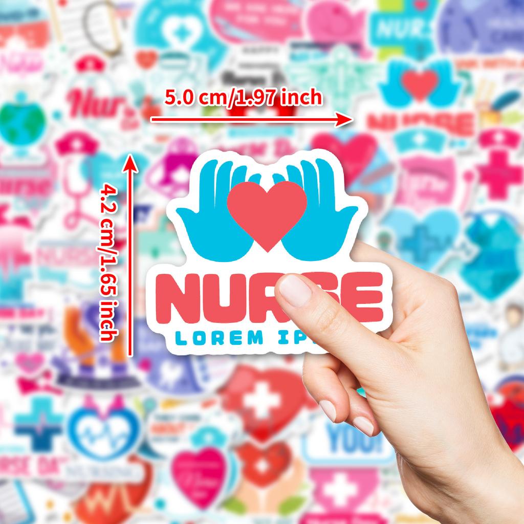 50 шт. Медицинские граффити-наклейки для медсестер, Декоративные наклейки с элементами Сердце, Крест, Термометр, Стетоскоп
