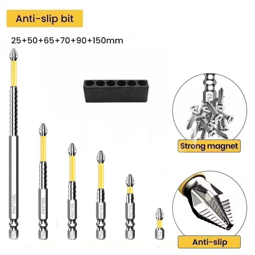 6Pcs Strong Magnetic Cross Screwdriver Non-slip Batch Head Ph2 Screwdriver Bit Power Tools