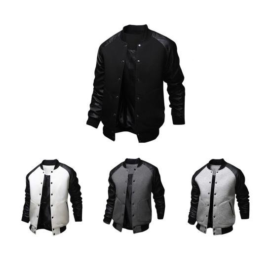 Осенняя мужская университетская куртка с длинным рукавом реглан в цветных блоках, на пуговицах, с карманами, пальто