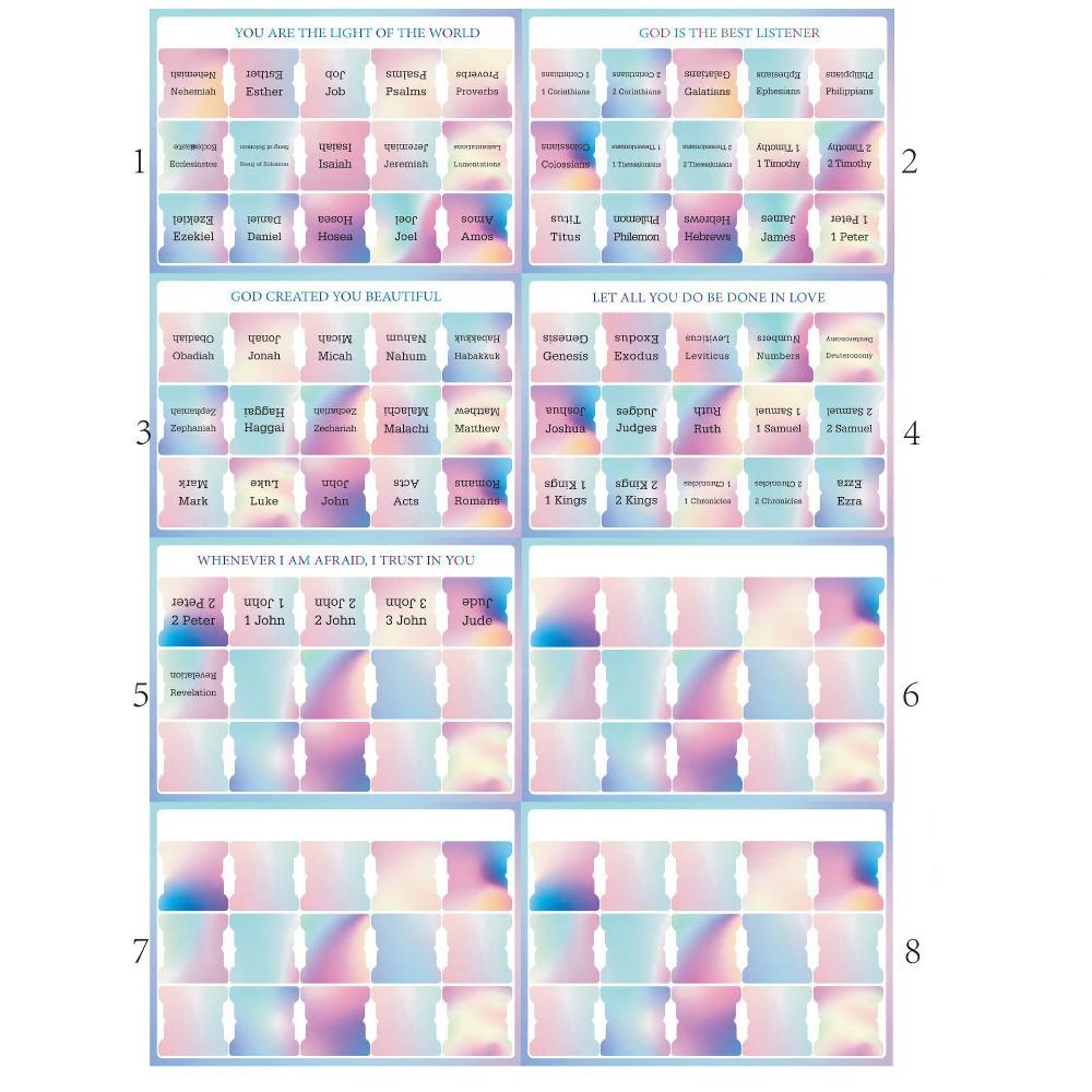 120PCS Laminated Laminated Bible Tabs Colorful Scripture Organization Tabs Book Index