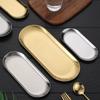 Stainless Steel Oval Plate Dessert Plate Nut Fruit Cake Tray Snack Western Steak Kitchen Plate Dish Reusable Tableware