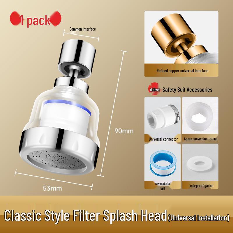 Universal Faucet Extension Tube with Shower Head, Kitchen Filter, and Aerator for Pressurized Water Flow