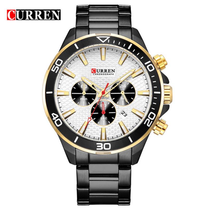 CURREN New Top Men's Watch Steel Band Casual Watch Small Dial Quartz Calendar Six Hand Watch