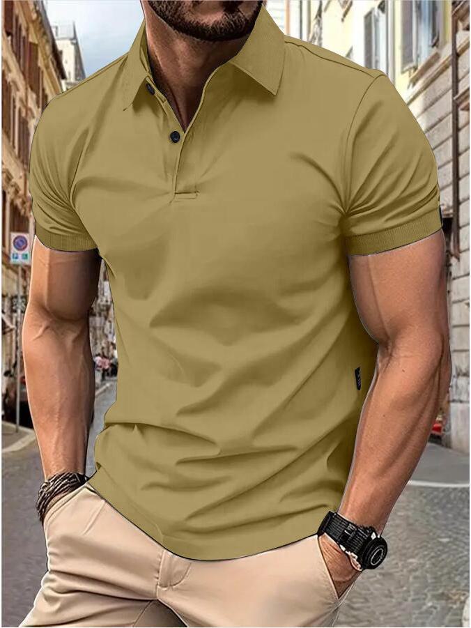 Мужские облегающие однотонные летние топы с коротким рукавом - Европейская и американская мода