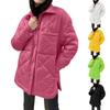 Women's  Loose Casual Solid Color Medium Long Diamond  Down Cotton Jacket, Bread Jacket