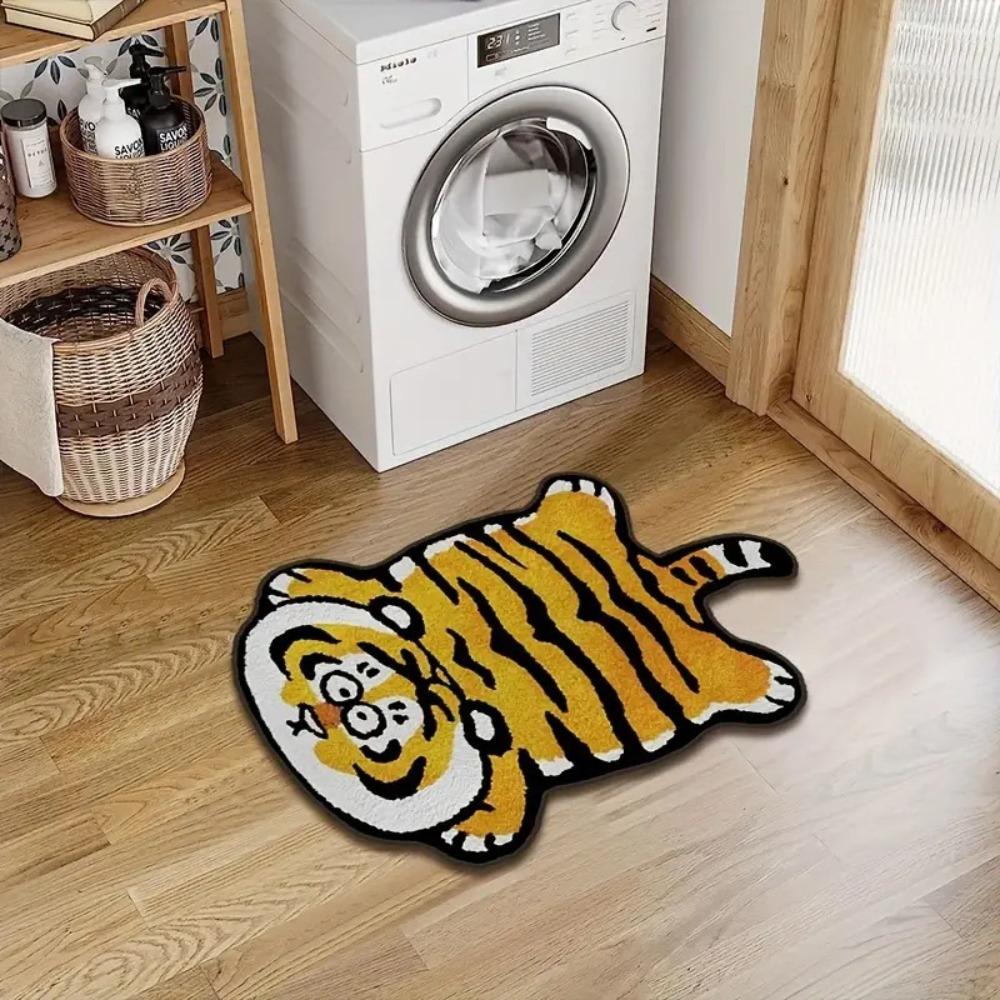 Thick Furry Carpets Cartoon Entrance Mat Toilet Mat Tiger Carpet  Living Room