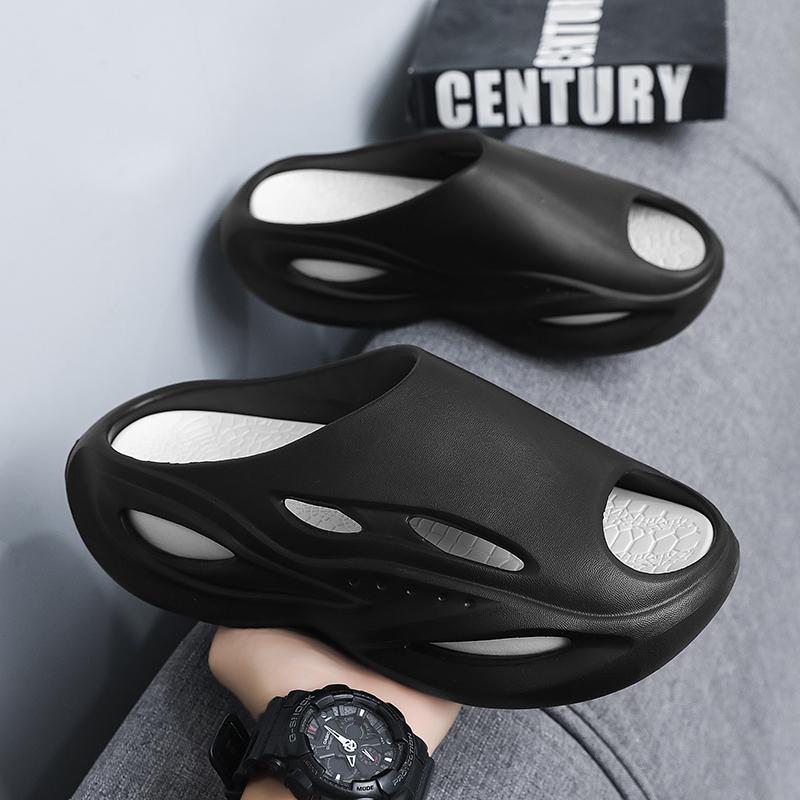 Модные летние мужские модные спортивные тапочки на толстой подошве, противоскользящие, с защитой от запаха, износостойкая мягкая подошва, мужские цельные тапочки