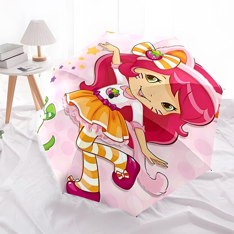 Strawberry Shortcake Automatic Opening Folding Umbrella with 8 Bone Iron Frame Perfect for Fans,Travelers,and Daily Use0104087a