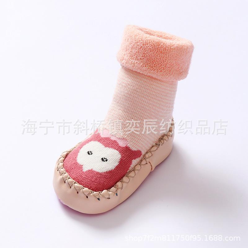 Детские носки для малышей, теплые пинетки, носки с резиновой подошвой для новорожденных, носки для маленьких девочек и мальчиков, детские зимние носки, махровые тапочки