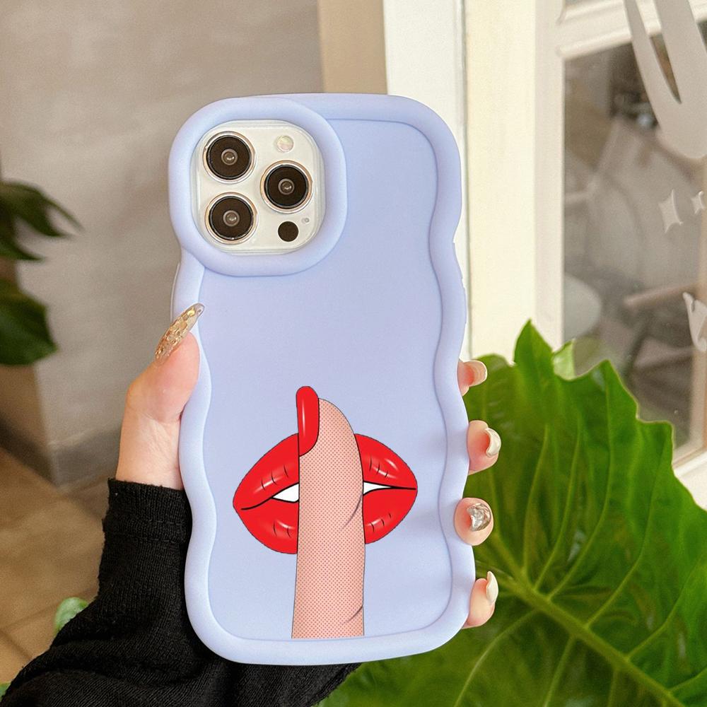 Ae87 Lips Kiss Digital Art Protective Phone Cases for Samsung S24 Plus S23 Ultra A14 A55 A06 Honor X9b Motorola OnePlus Big Wave TPU Back Cover