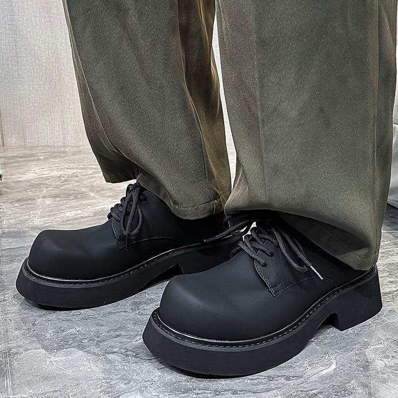 Туфли мужские модные черные туфли на платформе с большим носком повседневные кожаные туфли европейские и американские трендовые универсальные туфли для увеличения роста дерби 9522-Z