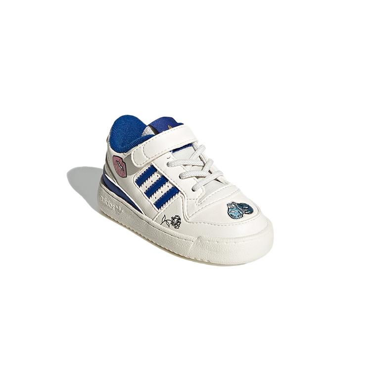 adidas Оригинальные FORUM Low El I Кожаные Низкие Детские Кроссовки Бело-Синие Для Младенцев и Малышей FY2546