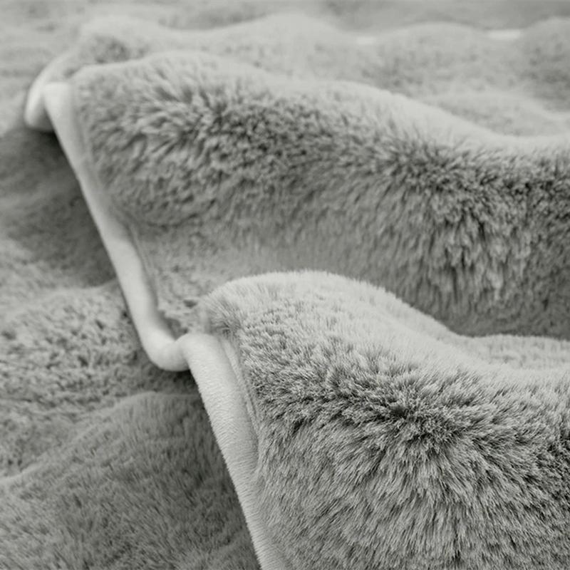 Плюшевый чехол для дивана для гостиной, теплое зимнее полотенце для дивана, универсальный нескользящий коврик для дивана, одеяло для дивана, подушка для дивана, утолщенная подушка с кроликом
