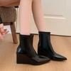 Остроносые ботильоны на танкетке с задней молнией, осень 2025, новая коллекция, европейский и американский простой и милый дизайн, короткие ботинки