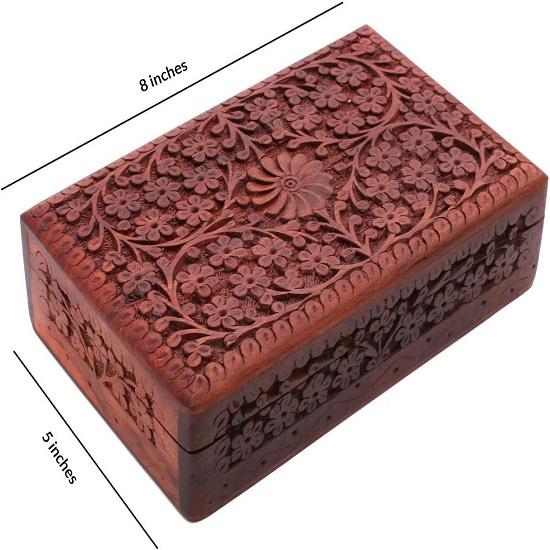Деревянная шкатулка для драгоценностей Органайзер для драгоценностей Шкатулка на память Деревянная шкатулка для безделушек Деревянная шкатулка для драгоценностей Декоративный органайзер для хранения Замысловатая резная