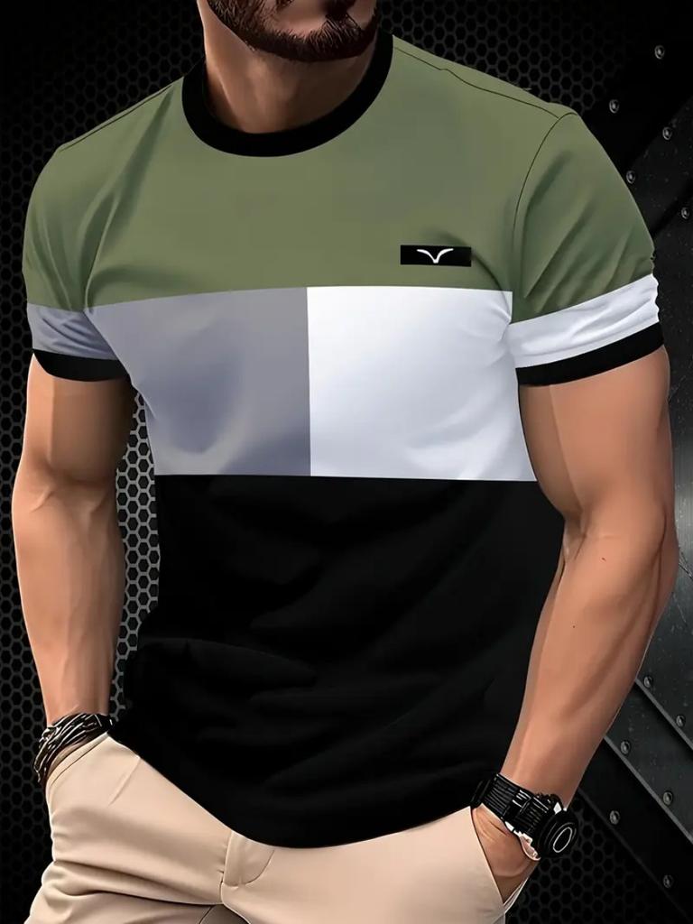 Мужская футболка оверсайз с принтом в полоску, круглым вырезом и короткими рукавами