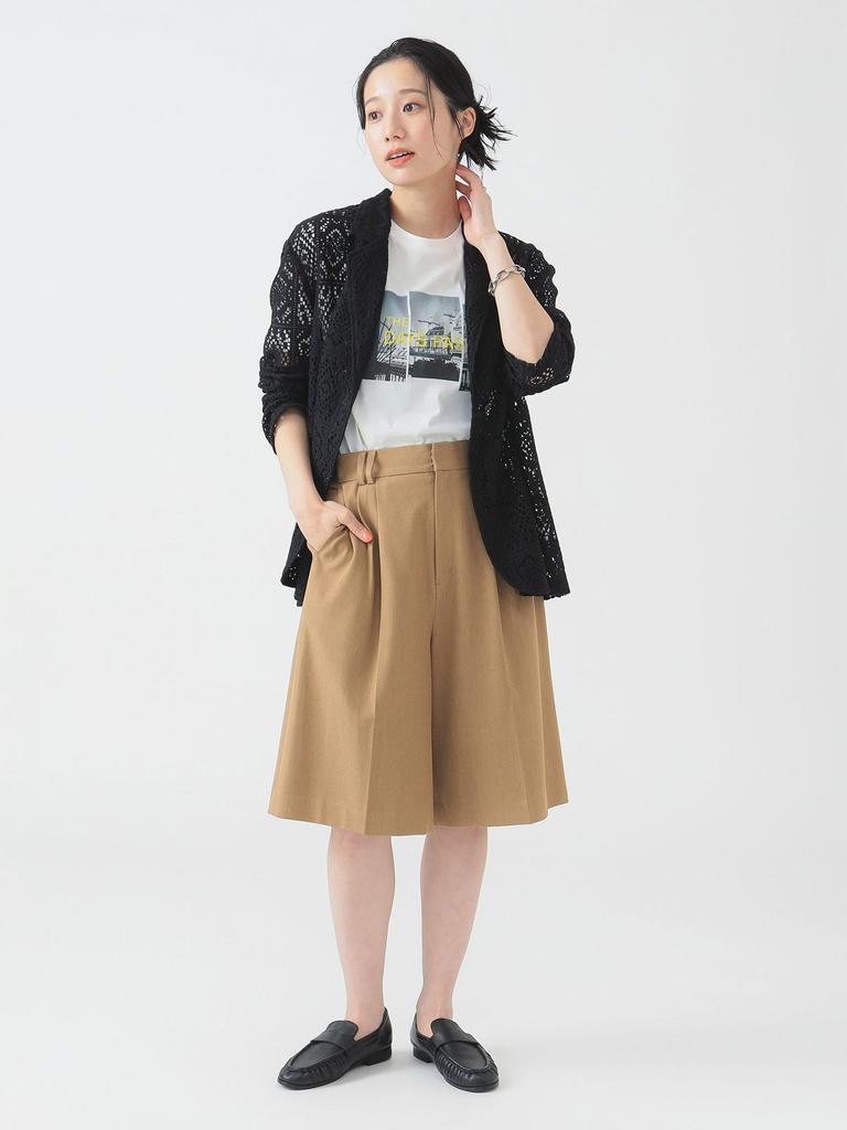 В:MING LIFE STORE от BEAMS Женский приталенный жакет с кружевом (Размеры S-M) черный