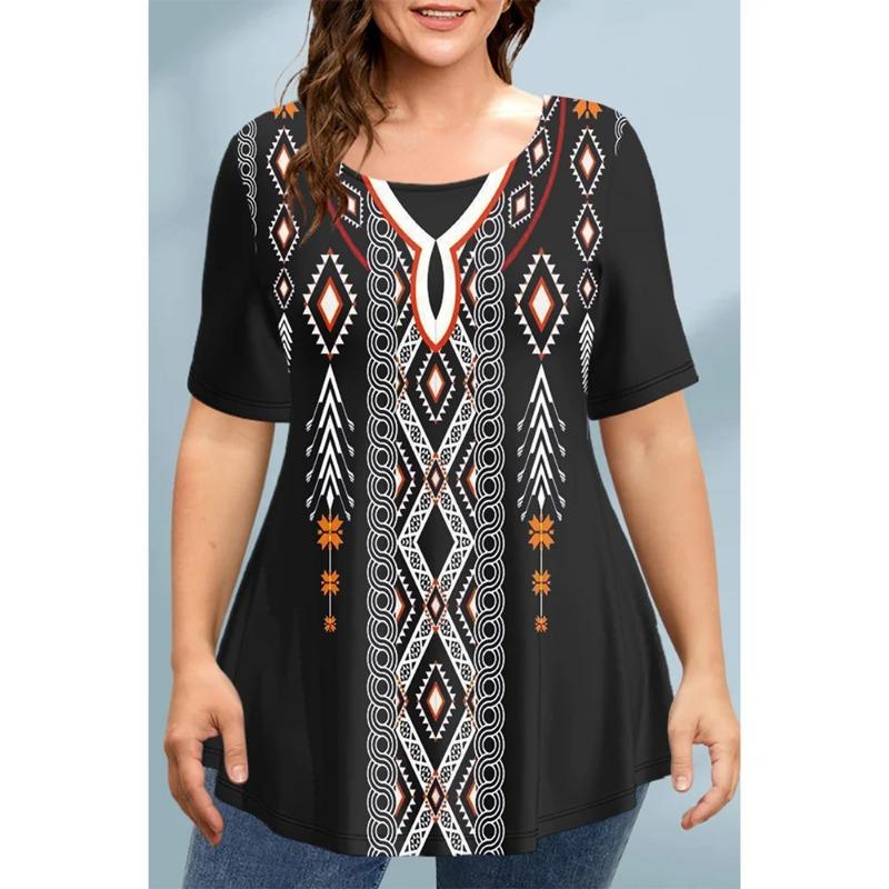 Футболка большого размера свободного кроя женская летняя с коротким рукавом и круглым вырезом с цветочным принтом 3D Топ свободного покроя женская одежда футболки женские