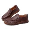 Кожаные мужские повседневные туфли Мужские лоферы Ретро легкие мокасины Дышащие без застежек Мужские туфли для вождения Итальянская обувь ручной работы