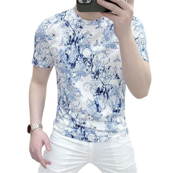 Мужская летняя футболка с принтом, короткий рукав, круглый вырез, повседневная облегающая футболка для повседневной носки, для улицы, отпуска, путешествий