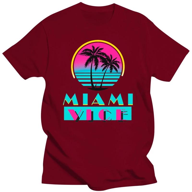 Летняя мужская черная футболка Harajuku Custom Miami Vice Tv Series T-Show Beach Logo Размер S - 5Xl, модная футболка в классическом стиле