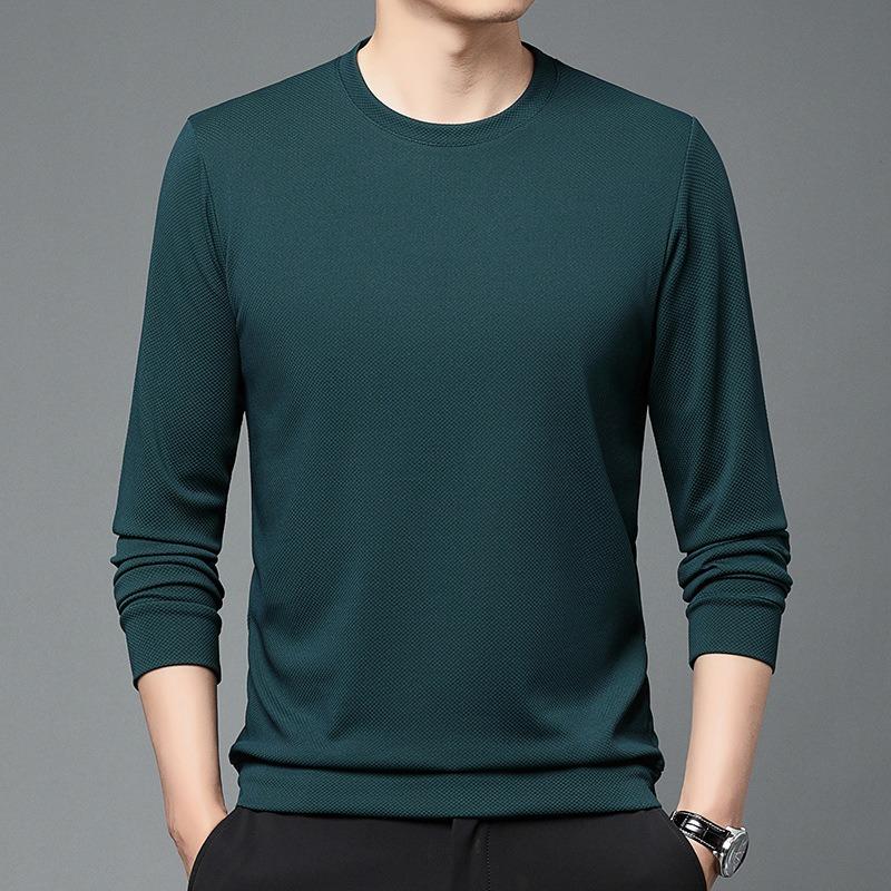 Men S Long Sleeve Solid Crew Neck Casual T Shirt