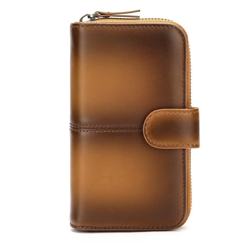 Retro Bag Top-tier Cowhide Men's Wallet Genuine Leather Zipper Coin Purse Leather Card Case