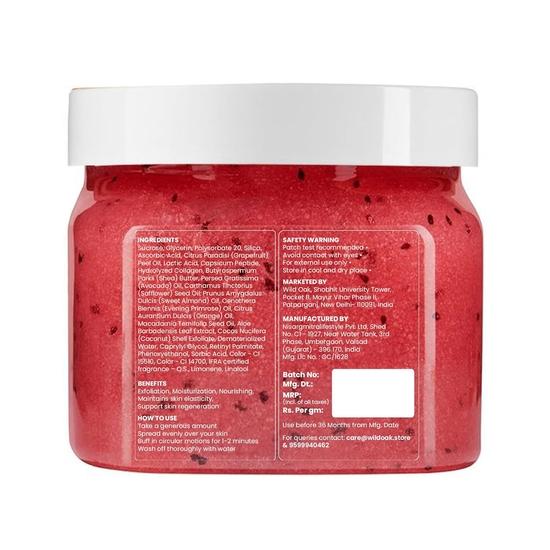 WildOak Сахарный скраб для тела Арбуз | 300 г | Койевая кислота, Гиалуроновая кислота, Керамиды, Коллаген и Пептиды | Увлажняет и Отшелушивает