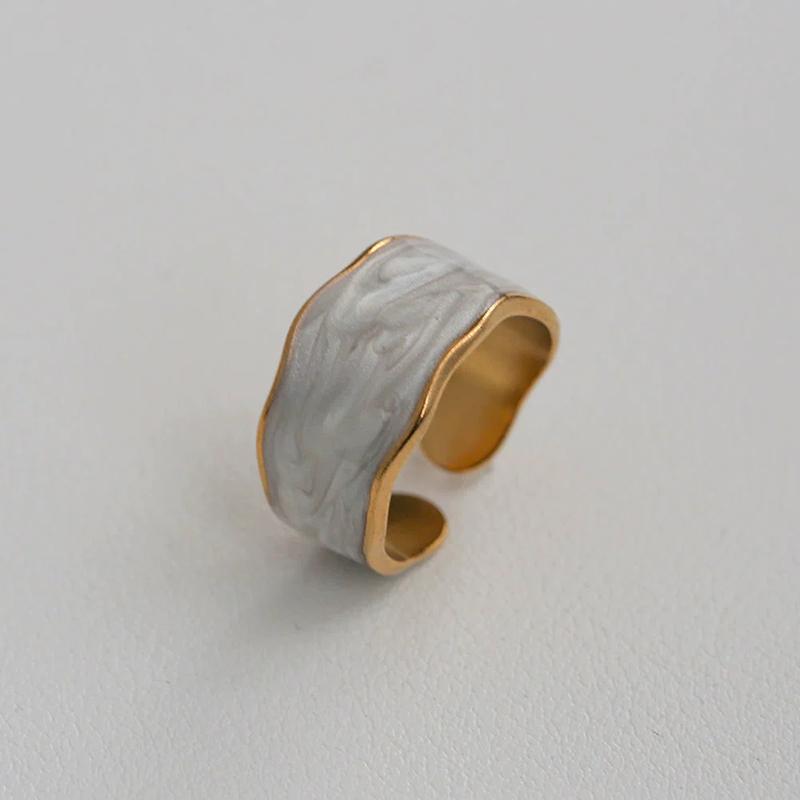 Кольца из нержавеющей стали с эмалью French White для женщин, кольцо с капельной глазурью, романтичное, элегантное, для девушки, для повседневного ношения, сладкие украшения Y2K, не выцветающие